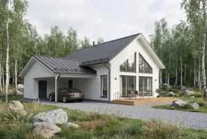 Autokatos talon päätyyn