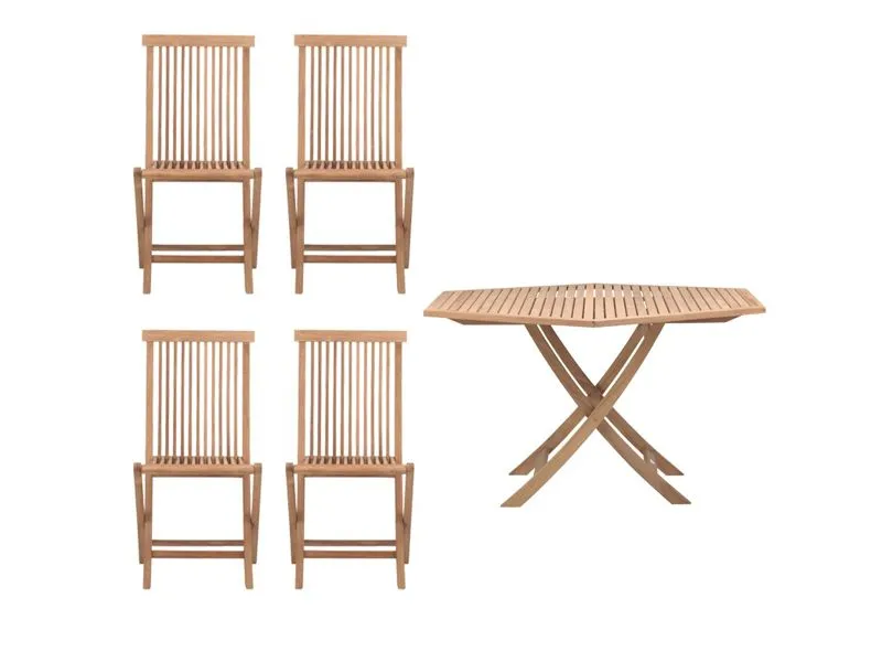 Viken terassikalusteet 1 pöytä ja 4 tuolia, tiikki